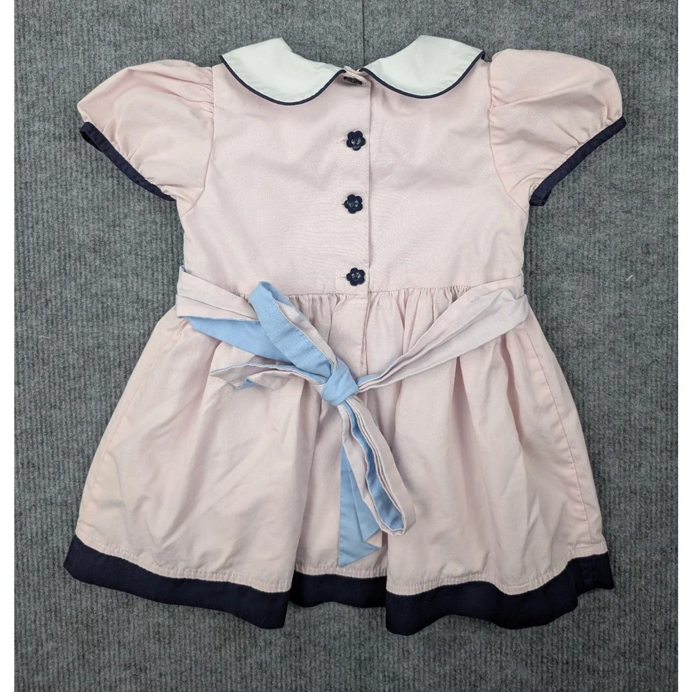 The Beaufort Bonnet Company Dress Girls 2T Smocked Retro Preppy Pink Event Girly